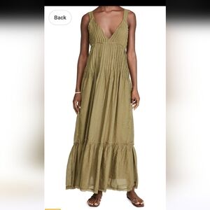 Free People Frankie Pintuck Maxi Dress XS Olive